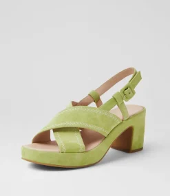 Women DIANA FERRARI Heels|Sandals-Bynndi Lime Suede Sandals