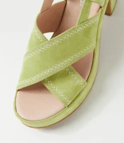 Women DIANA FERRARI Heels|Sandals-Bynndi Lime Suede Sandals