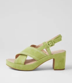 Women DIANA FERRARI Heels|Sandals-Bynndi Lime Suede Sandals