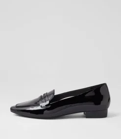 Women SUPERSOFT Flats|Comfort-Cadences Black Patent Leather Loafers