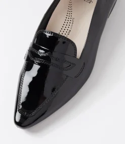 Women SUPERSOFT Flats|Comfort-Cadences Black Patent Leather Loafers