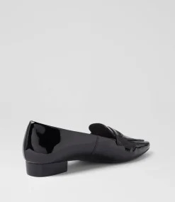 Women SUPERSOFT Flats|Comfort-Cadences Black Patent Leather Loafers