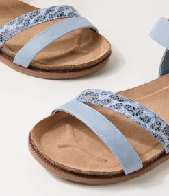 Women I LOVE BILLY Flats|Sandals-Calara Denim Leopard Sandals