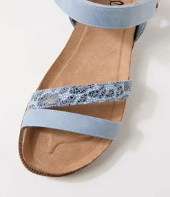 Women I LOVE BILLY Flats|Sandals-Calara Denim Leopard Sandals
