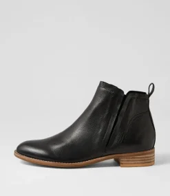 Women TOP END Boots-Cangos Black Natural Leather Ankle Boots