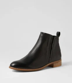 Women TOP END Boots-Cangos Black Natural Leather Ankle Boots