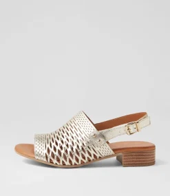 Women DIANA FERRARI Heels|Flats-Capris Pale Gold Leather Sandals