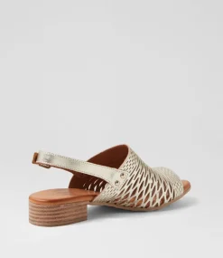 Women DIANA FERRARI Heels|Flats-Capris Pale Gold Leather Sandals