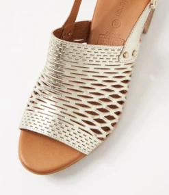 Women DIANA FERRARI Heels|Flats-Capris Pale Gold Leather Sandals