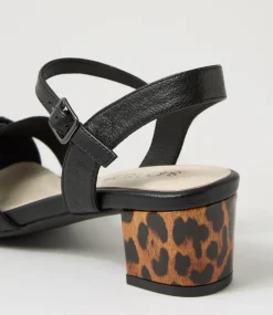 Women SUPERSOFT Comfort|Heels-Carili Black Leopard Leather Sandals