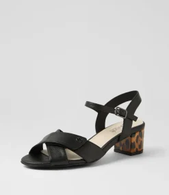 Women SUPERSOFT Comfort|Heels-Carili Black Leopard Leather Sandals