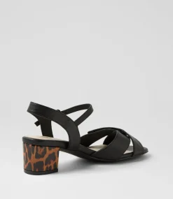 Women SUPERSOFT Comfort|Heels-Carili Black Leopard Leather Sandals