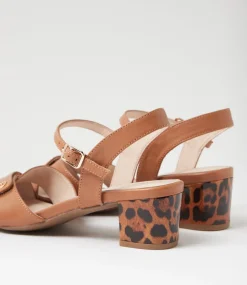 Women SUPERSOFT Comfort|Heels-Carili Dark Tan Leopard Leather Sandals