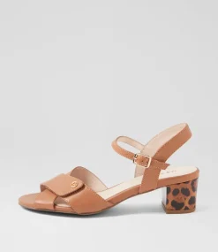 Women SUPERSOFT Comfort|Heels-Carili Dark Tan Leopard Leather Sandals