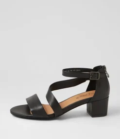 Women SUPERSOFT Comfort|Heels-Caring Black Leather Sandals