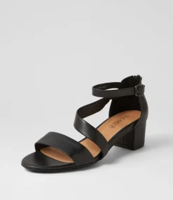 Women SUPERSOFT Comfort|Heels-Caring Black Leather Sandals