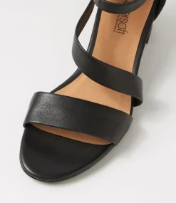 Women SUPERSOFT Comfort|Heels-Caring Black Leather Sandals