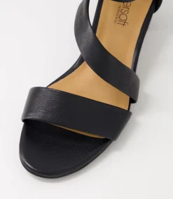 Women SUPERSOFT Comfort|Heels-Caring Black Leather Sandals