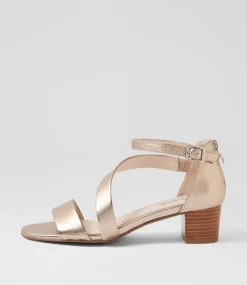 Women SUPERSOFT Comfort|Heels-Caring Champagne Leather Sandals