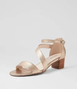 Women SUPERSOFT Comfort|Heels-Caring Champagne Leather Sandals