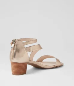 Women SUPERSOFT Comfort|Heels-Caring Champagne Leather Sandals