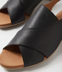 Women DIANA FERRARI Flats|Sandals-Caringa Black Leather Mules
