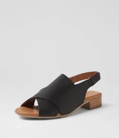 Women DIANA FERRARI Flats|Sandals-Caringa Black Leather Mules