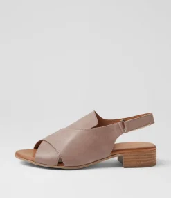 Women DIANA FERRARI Flats|Sandals-Caringa Pale Taupe Leather Mules