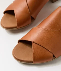 Women DIANA FERRARI Heels|Flats-Caringa Tan Leather Mules