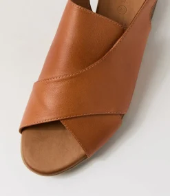 Women DIANA FERRARI Heels|Flats-Caringa Tan Leather Mules