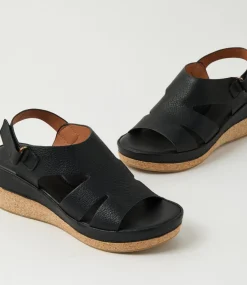 Women DIANA FERRARI Heels|Sandals-Carolinna Black Leather Sandals