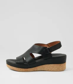 Women DIANA FERRARI Heels|Sandals-Carolinna Black Leather Sandals