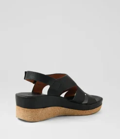 Women DIANA FERRARI Heels|Sandals-Carolinna Black Leather Sandals