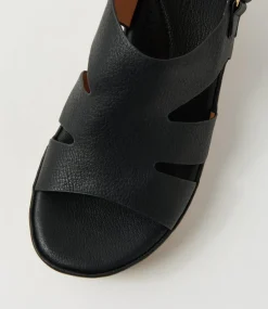 Women DIANA FERRARI Heels|Sandals-Carolinna Black Leather Sandals