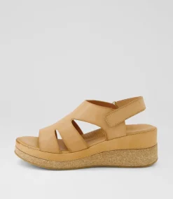 Women DIANA FERRARI Heels|Sandals-Carolinna Tan Leather Sandals