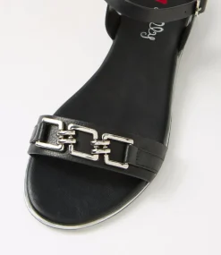 Women I LOVE BILLY Wedges|Flats-Carro Black Sandals