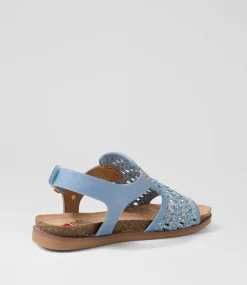 Women I LOVE BILLY Flats|Sandals-Cartos Blue Fabric Sandals