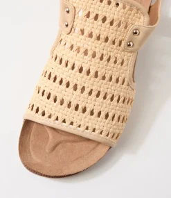 Women I LOVE BILLY Flats|Sandals-Cartos Natural Beige Fabric Sandals