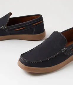 UNCUT Casuals-Casey Navy Nubuck Flat Shoes