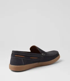 UNCUT Casuals-Casey Navy Nubuck Flat Shoes