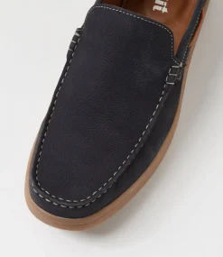 UNCUT Casuals-Casey Navy Nubuck Flat Shoes