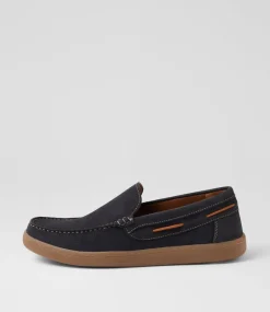 UNCUT Casuals-Casey Navy Nubuck Flat Shoes