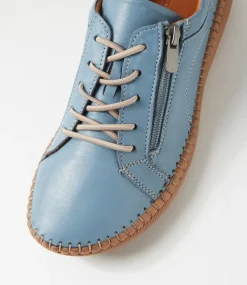 Women DIANA FERRARI Wedges|Flats-Casity Denim Leather Lace Up Flats