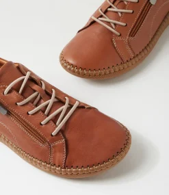 Women DIANA FERRARI Wedges|Flats-Casity Tan Leather Lace Up Flats