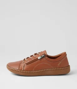 Women DIANA FERRARI Wedges|Flats-Casity Tan Leather Lace Up Flats