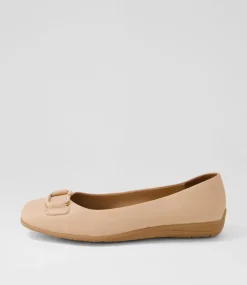Women SUPERSOFT Comfort|Flats-Caspei Dark Nude Leather Flat Shoes