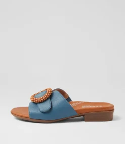 Women SUPERSOFT Comfort|Slides-Cassi Light Denim Leather Slides