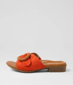 Women SUPERSOFT Comfort|Slides-Cassi Pumpkin Suede Slides