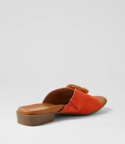 Women SUPERSOFT Comfort|Slides-Cassi Pumpkin Suede Slides