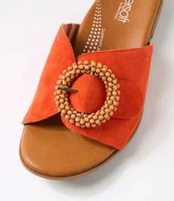 Women SUPERSOFT Comfort|Slides-Cassi Pumpkin Suede Slides